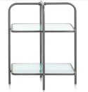Designerski Dwupoziomowy Stolik Pomocniczy LOUIS 50 cm - COCO maison | Czarny Metal, Szklane Blaty, Styl Loft