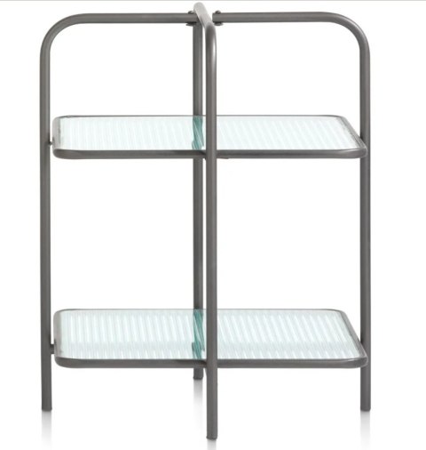 Designerski Dwupoziomowy Stolik Pomocniczy LOUIS 50 cm - COCO maison | Czarny Metal, Szklane Blaty, Styl Loft