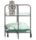Designerski Dwupoziomowy Stolik Pomocniczy LOUIS 50 cm - COCO maison | Czarny Metal, Szklane Blaty, Styl Loft
