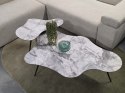 Designerski Komplet 2 Stolików Kawowych SALSA - COCO maison | Organiczne Blaty HPL (Jasny Marmur), Smukłe Metalowe Nóżki