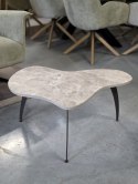 Designerski Stolik Kawowy NIDUM 75 cm - COCO maison | Organiczny Blat HPL Jasny Marmur, Czarna Metalowa Podstawa