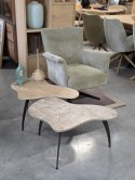 Designerski Stolik Kawowy NIDUM 75 cm - COCO maison | Organiczny Blat HPL Jasny Marmur, Czarna Metalowa Podstawa