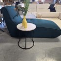 Designerski Stolik Pomocniczy LINA 46 cm - COCO maison | Szarobrązowy Blat z Efektem Marmuru, Czarny Metalowy Stelaż