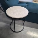 Designerski Stolik Pomocniczy LINA 46 cm - COCO maison | Szarobrązowy Blat z Efektem Marmuru, Czarny Metalowy Stelaż