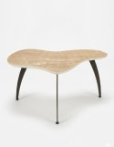 Ekskluzywny Stolik Kawowy AMBRA 75 cm - COCO maison | Organiczny Blat Ceramiczny (Efekt Trawertynu), Czarna Metalowa Podstawa