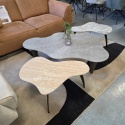 Ekskluzywny Stolik Kawowy AMBRA 75 cm - COCO maison | Organiczny Blat Ceramiczny (Efekt Trawertynu), Czarna Metalowa Podstawa