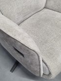 Fotel Rozkładany Elektrycznie FELINO - Chenille Livigno / Oregon, Kolor Kiezel (Kamykowy), 2 Silniki, Grafitowa Podstawa Design