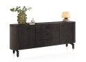 [K, defekt] Komoda / Sideboard RAVELLO 220 cm - Fornir Dębowy w Kolorze Bazaltowym, Matowy Lakier Platynowy, Soft-Closing