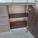 [K, defekt] Komoda / Sideboard RAVELLO 220 cm - Fornir Dębowy w Kolorze Bazaltowym, Matowy Lakier Platynowy, Soft-Closing