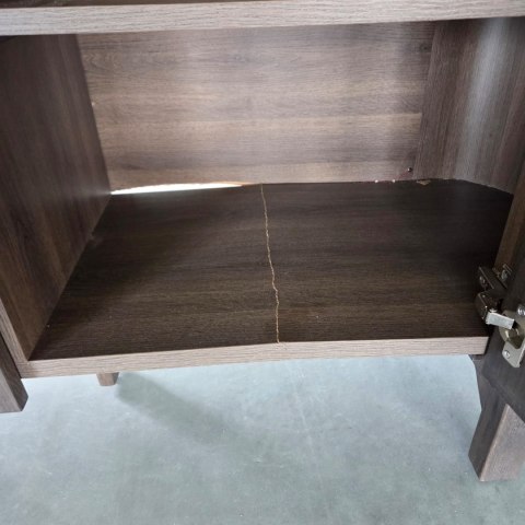 [K, defekt] Komoda / Sideboard RAVELLO 220 cm - Fornir Dębowy w Kolorze Bazaltowym, Matowy Lakier Platynowy, Soft-Closing
