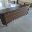 [K, defekt] Komoda / Sideboard RAVELLO 220 cm - Fornir Dębowy w Kolorze Bazaltowym, Matowy Lakier Platynowy, Soft-Closing