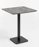 [K, od ręki] Kwadratowy Stolik Bistro BREST 75 x 75 cm - COCO maison | Blat HPL Jasno-szary (Kamień Look), Czarna Noga