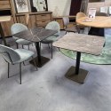 [K, od ręki] Kwadratowy Stolik Bistro BREST 75 x 75 cm - COCO maison | Blat HPL Jasno-szary (Kamień Look), Czarna Noga