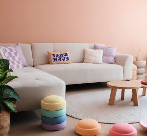 [K] Luksusowa Sofa z Szezlongiem TARRA – Tkanina Szenilowa Livigno Beż, Sprężyny Kieszeniowe, Design Premium