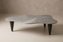 Stolik Kawowy VERONA 120 cm - Blat Ceramiczny Szary Marmur, Designerskie Drewniane Nogi, Profil Niski