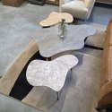 Stolik Kawowy VERONA 120 cm - Blat Ceramiczny Szary Marmur, Designerskie Drewniane Nogi, Profil Niski