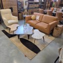 Stolik Kawowy VERONA 120 cm - Blat Ceramiczny Szary Marmur, Designerskie Drewniane Nogi, Profil Niski