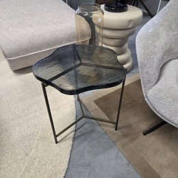 Stolik Pomocniczy RICK 41 cm - COCO maison | Konfiguracja: Blat Szklany (Brąz / Niebieski) | Podstawa Metalowa (Czarny / Złoty)