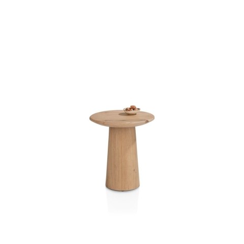 [fabrycznie nowe] Stolik Pomocniczy RAVELLO 45 cm - Henders & Hazel | Okrągły Blat z Litego Dębu, Kolor Dune (Piaskowy)