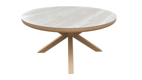[na zamówienie] Okrągły Ekskluzywny Stół Ogrodowy BRUCE 148 cm – COCOmaison | Ceramika, Aluminium z efektem naturalnego drewna