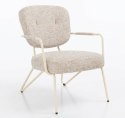 [K, od ręki] Fotel JUNE - Tkanina Bouclé Luton Szara / Jasny Melanż (Gris) - Stelaż Silk Grey - Sprężyny Kieszeniowe