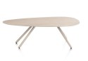 [K, od ręki] Organiczny Stolik Kawowy MINTOS 100 x 60 cm - Blat HPL Primo Laminato Travertin - Metalowe Nogi Chalk Beige