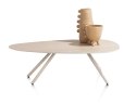 [K, od ręki] Organiczny Stolik Kawowy MINTOS 100 x 60 cm - Blat HPL Primo Laminato Travertin - Metalowe Nogi Chalk Beige