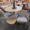 [K, od ręki] Organiczny Stolik Kawowy MINTOS 100 x 60 cm - Blat HPL Primo Laminato Travertin - Metalowe Nogi Chalk Beige