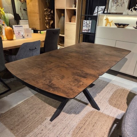 [K, od ręki] Rozkładany Stół Jadalniany PAVALON 140-190 cm - Blat HPL Primo Laminato Roest (Rdza) - Centralna Noga Designerska