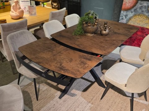 [K, od ręki] Rozkładany Stół Jadalniany PAVALON 140-190 cm - Blat HPL Primo Laminato Roest (Rdza) - Centralna Noga Designerska