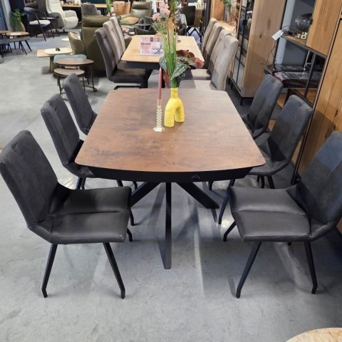 [K, od ręki] Rozkładany Stół Jadalniany PAVALON 140-190 cm - Blat HPL Primo Laminato Roest (Rdza) - Centralna Noga Designerska
