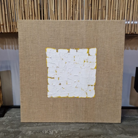 Strukturalny Obraz Ścienny 3D FINN 70x70 cm – Bezramowa Dekoracja na Płótnie Jutowym, Projekt Coco Maison