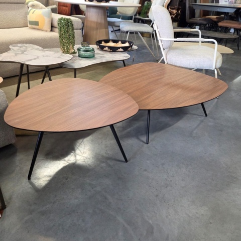 Zestaw Organicznych Stolików Kawowych PIATTO (Set 2 szt.) – Blat HPL Primo Laminato Walnut (Optyka Drewna Orzechowego)