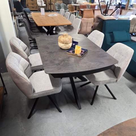[na zamówienie] Rozkładany Stół Jadalniany PAVALON 140-190 cm - Blat HPL Primo Laminato Antracyt - Centralna Noga Designerska
