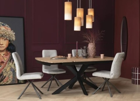 [na zamówienie] Rozkładany Stół Jadalniany PAVALON 140-190 cm - Blat HPL Primo Laminato Barnwood - Centralna Noga Designerska