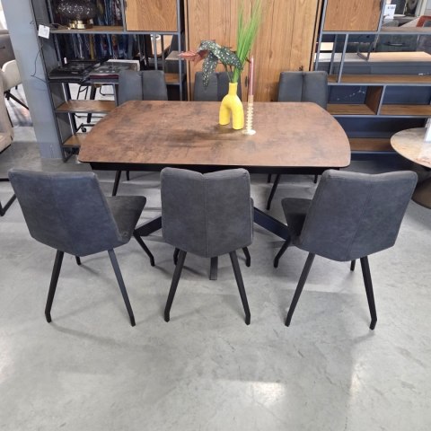 [na zamówienie] Rozkładany Stół Jadalniany PAVALON 140-190 cm - Blat HPL Primo Laminato Roest (Rdza) - Centralna Noga