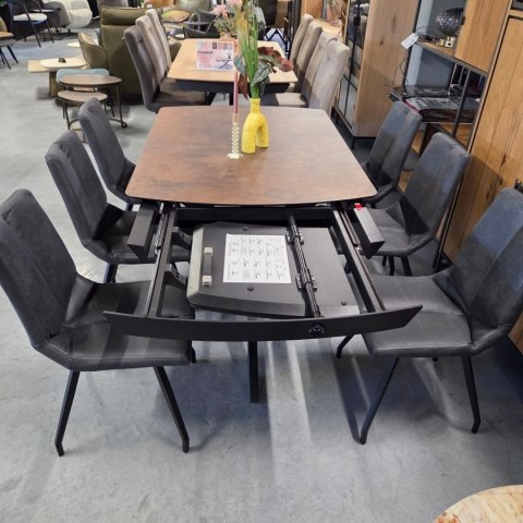 [na zamówienie] Rozkładany Stół Jadalniany PAVALON 140-190 cm - Blat HPL Primo Laminato Roest (Rdza) - Centralna Noga