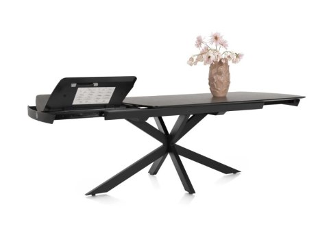 [na zamówienie] Rozkładany Stół Jadalniany PAVALON 170-230 cm - Blat HPL Primo Laminato Antracyt - Centralna Noga Designerska