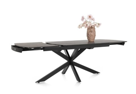 [na zamówienie] Rozkładany Stół Jadalniany PAVALON 170-230 cm - Blat HPL Primo Laminato Antracyt - Centralna Noga Designerska