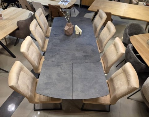 [na zamówienie] Rozkładany Stół Jadalniany PAVALON 170-230 cm - Blat HPL Primo Laminato Antracyt - Centralna Noga Designerska