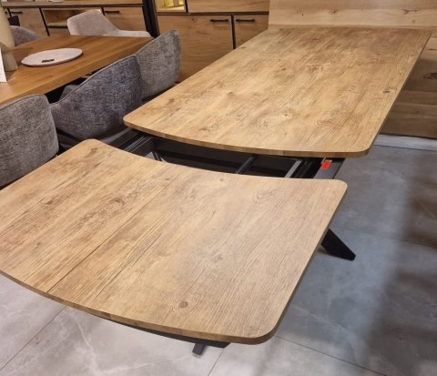 [na zamówienie] Rozkładany Stół Jadalniany PAVALON 170-230 cm - Blat HPL Primo Laminato Barnwood - Centralna Noga Designerska