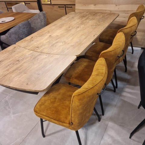 [na zamówienie] Rozkładany Stół Jadalniany PAVALON 170-230 cm - Blat HPL Primo Laminato Barnwood - Centralna Noga Designerska