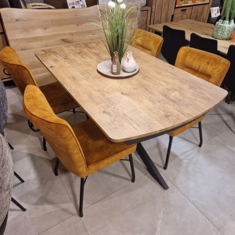 [na zamówienie] Rozkładany Stół Jadalniany PAVALON 170-230 cm - Blat HPL Primo Laminato Barnwood - Centralna Noga Designerska