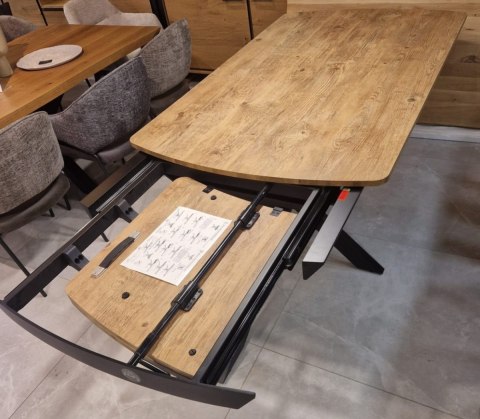 [na zamówienie] Rozkładany Stół Jadalniany PAVALON 170-230 cm - Blat HPL Primo Laminato Barnwood - Centralna Noga Designerska