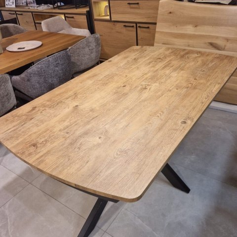 [na zamówienie] Rozkładany Stół Jadalniany PAVALON 170-230 cm - Blat HPL Primo Laminato Barnwood - Centralna Noga Designerska