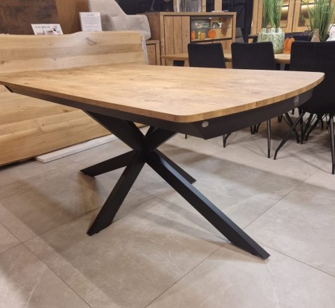 [na zamówienie] Rozkładany Stół Jadalniany PAVALON 170-230 cm - Blat HPL Primo Laminato Barnwood - Centralna Noga Designerska