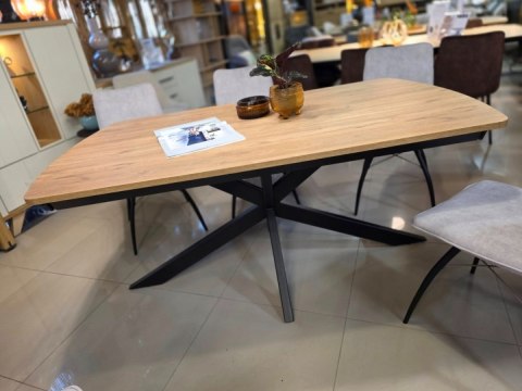 [na zamówienie] Rozkładany Stół Jadalniany PAVALON 170-230 cm - Blat HPL Primo Laminato Barnwood - Centralna Noga Designerska