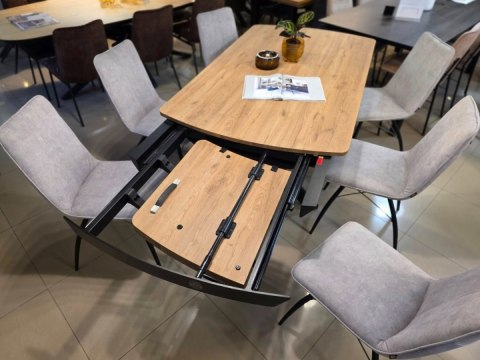 [na zamówienie] Rozkładany Stół Jadalniany PAVALON 170-230 cm - Blat HPL Primo Laminato Barnwood - Centralna Noga Designerska