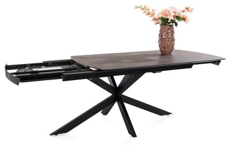 [na zamówienie] Rozkładany Stół Jadalniany PAVALON 170-230 cm - Blat HPL Primo Laminato Roest (Rdza) - Centralna Noga