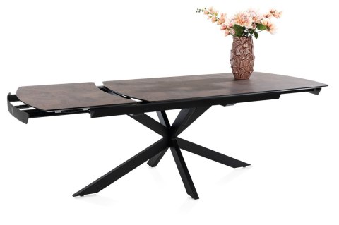 [na zamówienie] Rozkładany Stół Jadalniany PAVALON 170-230 cm - Blat HPL Primo Laminato Roest (Rdza) - Centralna Noga